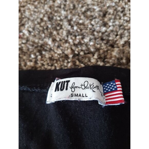 Kut from the Kloth Black open shoulder Short sleeve elastic Waist long dress S - Picture 9 of 10